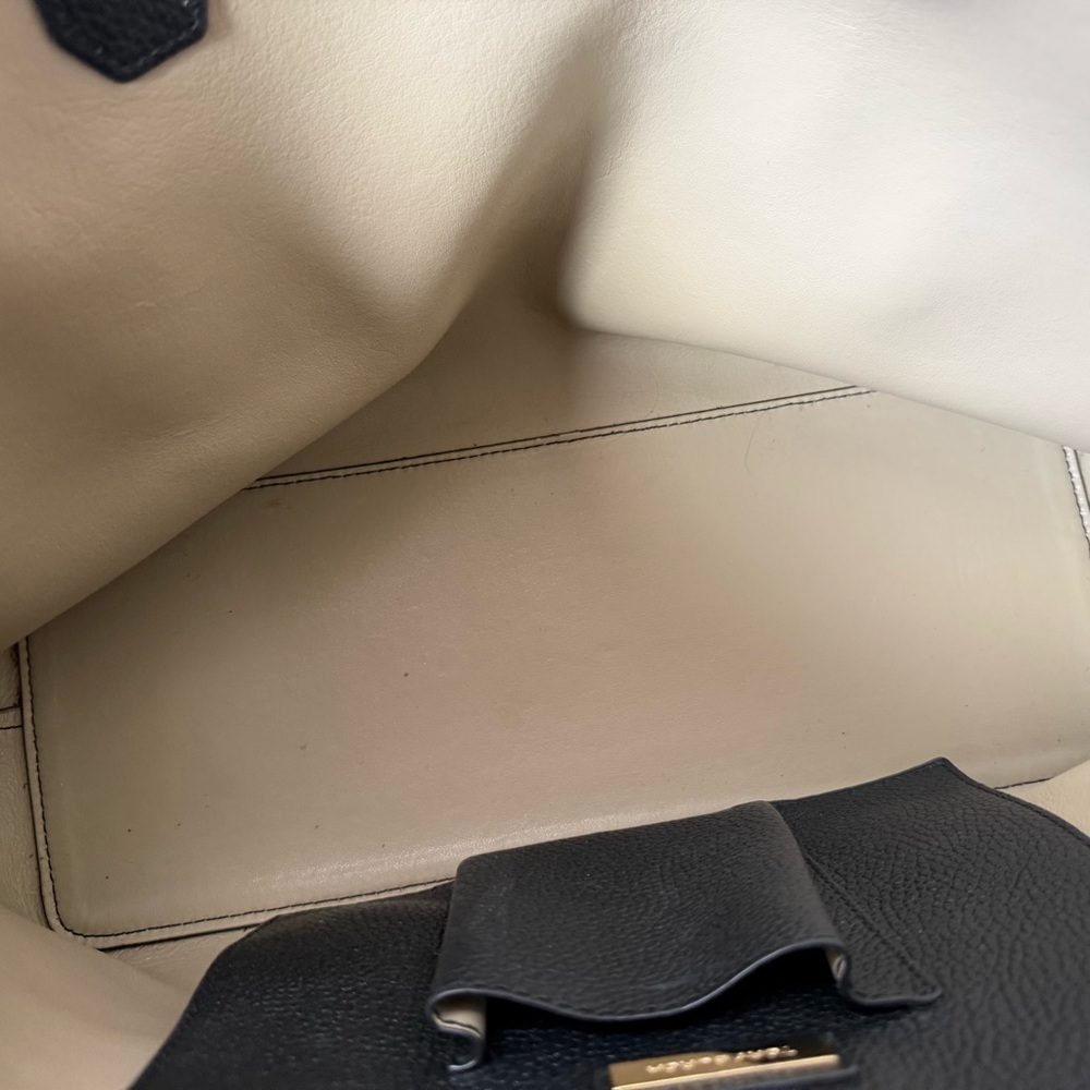 Tory Burch Perry Tote Pebbled Black Leather Gold - Picture 13 of 15